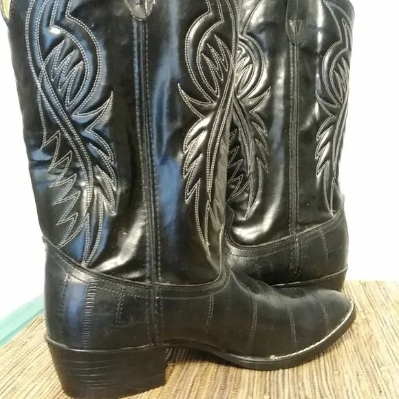 Black BRONCO Cowboy Boots Men's Size 11 EE - 1920 - Picture 2 of 16